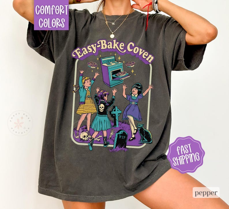 Easy Bake Coven Shirt Comfort Colors, 90s Horror Fan Shirt, Oversized Graphic Tshirt, Vintage Tshirts, Halloween Tshirt