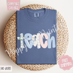 Floral Teacher Comfort Colors Shirt, Cute Spring Teach Tshirt, Trendy Teacher Bow Shirt, Teacher Appreciation Gift, Gift for Teacher