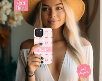 Personalized Phone Case, Custom Phone Case, Coquette Phone Case with name, Bow Phone Case, Cell Phone Case, Cute Phone Case, Gift for Her