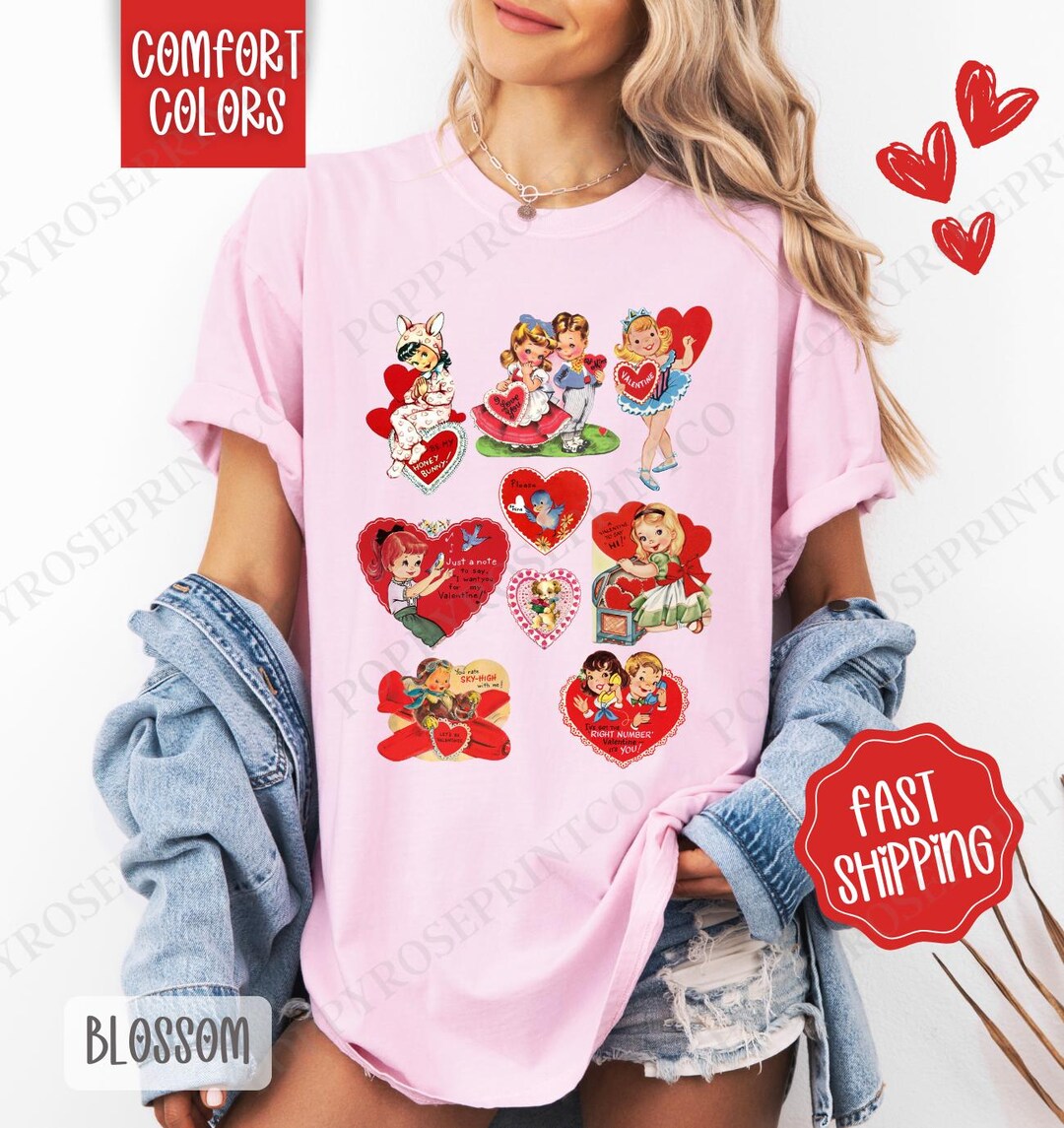 Vintage Valentines Shirt Comfort Colors, Valentine's Day Women's Tee ...