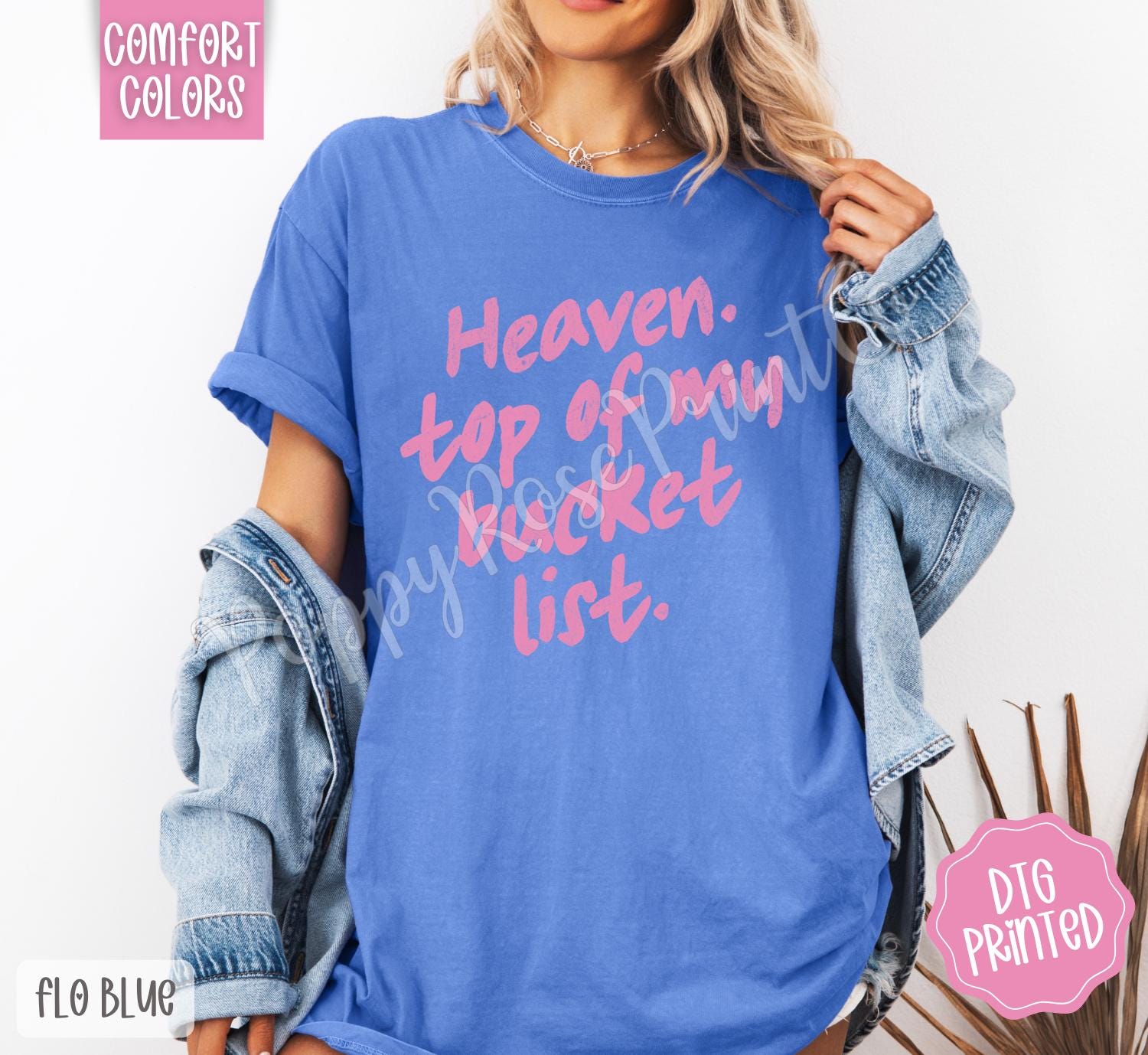 Heaven Top of My Bucket List Comfort Colors, Trendy Religious Women's Tshirt,  Faith Shirt, Religious Christian Gift, Cute Worship Shirt