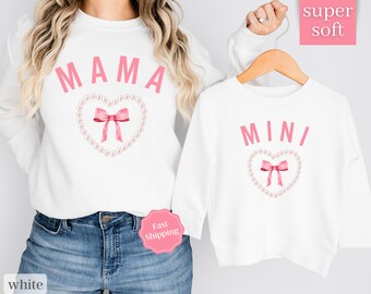 Mama and Mini Valentine Sweatshirt, Mama Sweatshirt, Mommy and Me Outfit, Mama's Valentine, Mommy and Me Valentines Shirt, Coquette Shirts