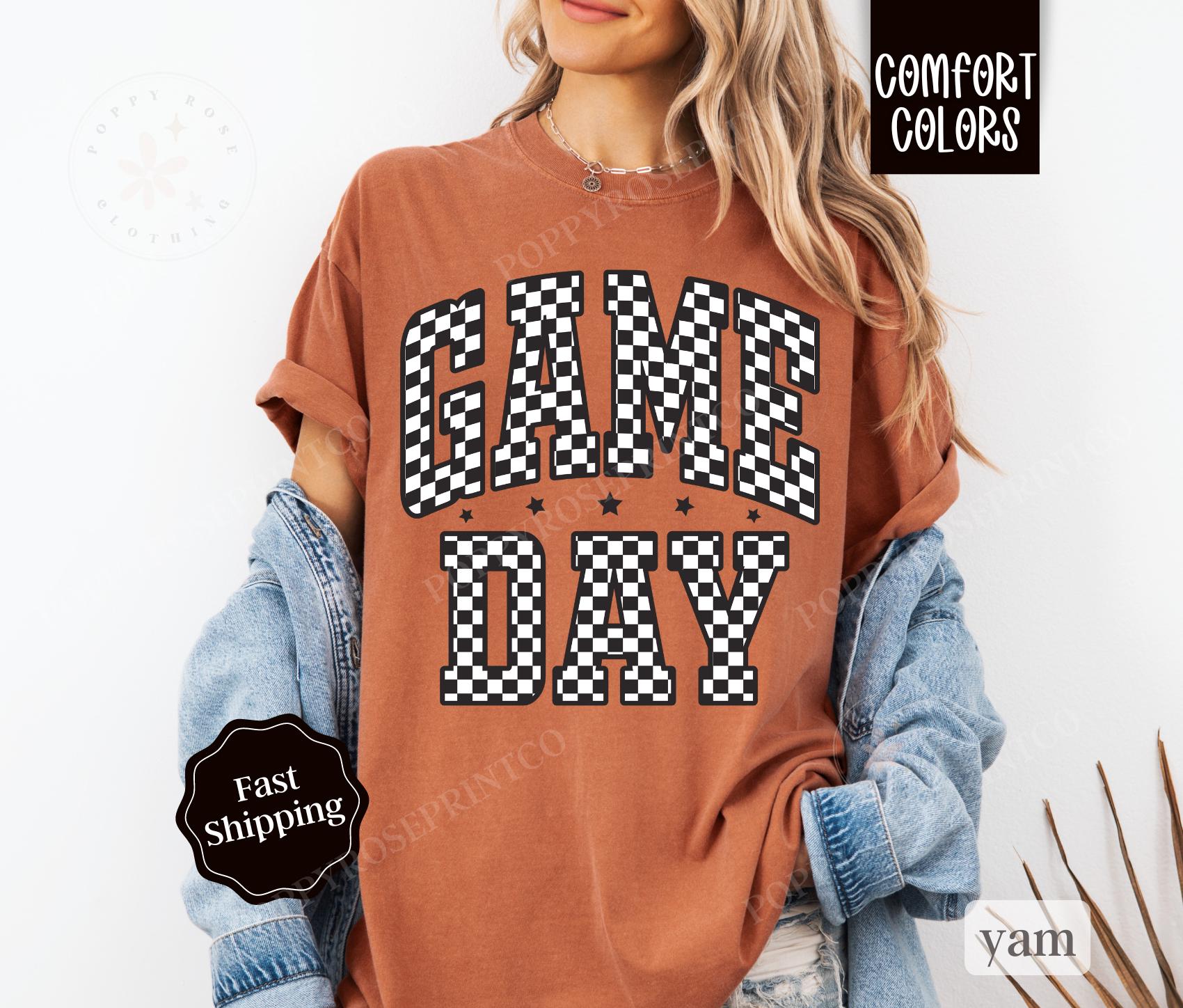Game Day Checkered Shirt Comfort Colors, Retro Gameday