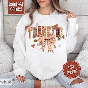 Thankful Sweatshirt Comfort Colors, Thanksgiving Sweater Womenswear Fall Crewneck, Gift for Her, Autumn Sweatshirt, Sweater Weather