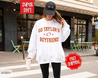Go Taylors Boyfriend Sweatshirt, Oversized Football Sweatshirt, Trendy Oversized Sweatshirt for Football Season, KC Football