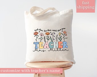 Personalized Teacher Tote Bag, Custom Teacher Tote Bag, Teacher Gift, Graduation Gift,Tote Bag for School Teacher,Teacher Appreciation Gift