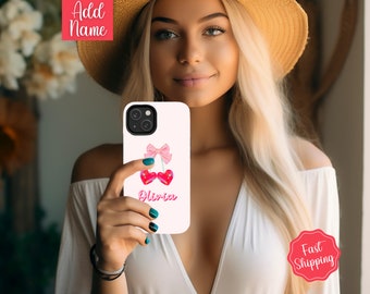 Personalized Phone Case, Custom Phone Case, Coquette Phone Case with name, Bow Phone Case, Cell Phone Case, Cute Phone Case, Gift for Her