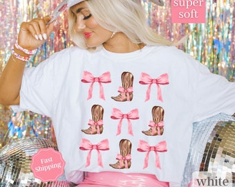 Coastal Cowgirl Shirt Comfort Colors Pink Cowgirls Shirt, Cowgirl Boots Shirt, Coquette Cowgirl Shirt, Rodeo Girl Shirt, Western Shirt