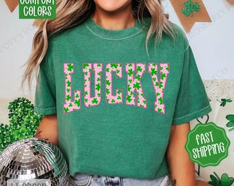 Lucky St Patrick Shirt Comfort Colors, St Patrick's Day Women's Tee, Cute Women's Tshirt, St. Patty's Day Shirt, Lucky Holiday Party Tee