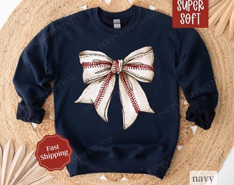 Baseball Bow Sweatshirt, Game Day Baseball Crewneck, Womens Sweatshirt, Fall Sweater