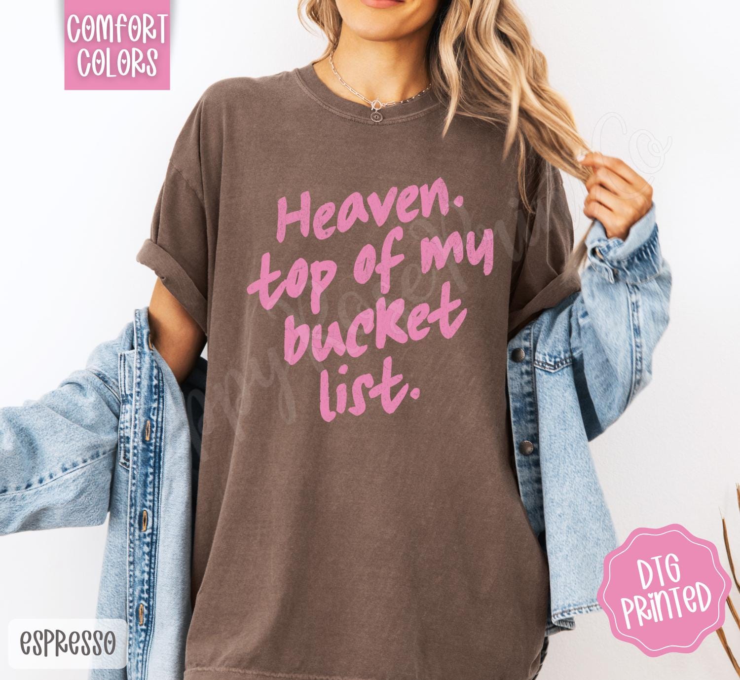 Heaven Top of My Bucket List Comfort Colors, Trendy Religious Women's Tshirt,  Faith Shirt, Religious Christian Gift, Cute Worship Shirt