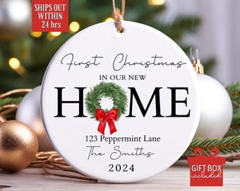 New Home Ornament, New Home Christmas Ornament 2024, Wreath New House Ornament, First Christmas in our New House 2024, Closing Gift New Home