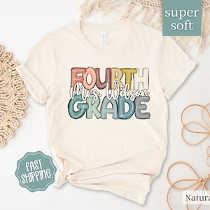 Boho Fourth Grade Teacher Shirt, Custom Fourth Grade Shirt For Teacher T Shirt, Cute 4th Grade T-Shirt for Teacher Gift Personalized