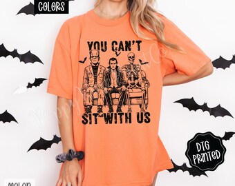 You Can't Sit With Us Shirt Comfort Colors, Trendy Halloween Tshirt, Retro Monster T-Shirt, Spooky Season, Vintage Halloween, Gift for Her