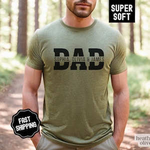 Custom Dad Shirt with Kid Names, Father&#39;s Day Gift, New Dad Tshirt, Personalized Dad Shirt, Custom Kids Names Shirt, Fathers Day Shirt