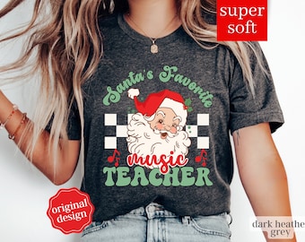 Music Teacher Christmas Shirt, Music Teacher Shirt, Music Teacher Xmas, Christmas Teacher Shirt, Retro Christmas Teacher Tshirt for Music