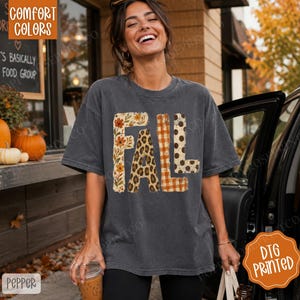 Fall Patchwork Comfort Colors Shirt, Leopard Fall Tee, Preppy Autumn Shirt, Pumpkin Patch Shirt, Fall Graphic Tee, Thanksgiving Shirt