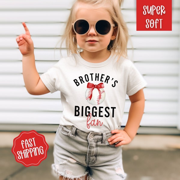 Brothers Biggest Fan Shirt, Baseball Sis Shirt, Baseball Sister Shirts, Girls Baseball Tee, Coquette Baseball Shirt for kids