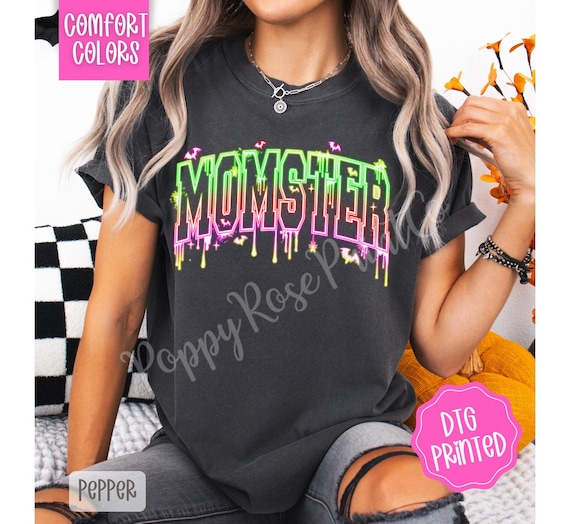 Neon Momster Shirt Comfort Colors, Trendy Halloween Mom Tshirt, Funny Mom Halloween Shirt, Halloween Mama Tee, Spooky Mom Tee, Gift for Mom