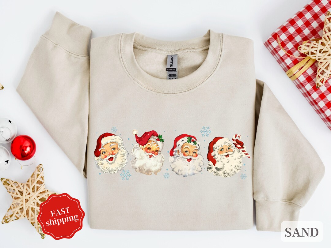 Vintage Socks and Santa Claus Casual Cotton Sweatshirt