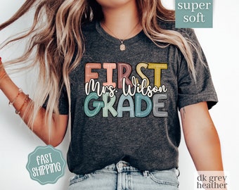 First Grade Teacher Shirt, Custom 1st Grade Teacher Gift For First Grade Crew T Shirt, First Grade Team, 1st Grade Shirt, Retro Teacher Tee