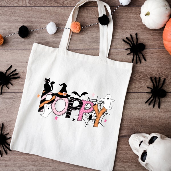 Sac Trick or Treat personnalisé, sac d’Halloween personnalisé, fourre-tout d’Halloween, sac d’Halloween pour enfants avec nom, sac Trick-or-Treat personnalisé