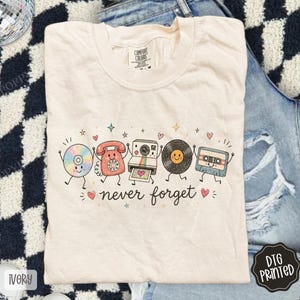Comfort Colors® Never Forget Shirt, 90s Nostalgia Tee, Retro Tech Shirt, Cassette Vinyl Camera Tee, Millennial Throwback Shirt