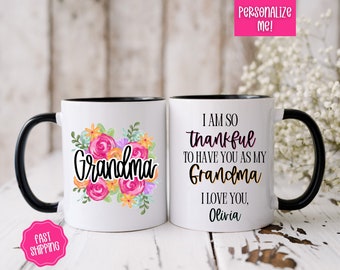 Grandma Mug With Grandkids Names, Personalized Grandma Floral Mug, Gift for Grandma, Custom Grandma Coffee Mug, Mother's Day Gift Grandma