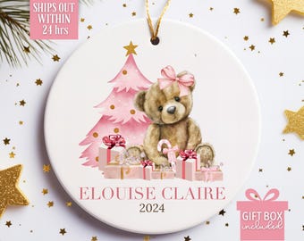Personalized Kid Christmas Ornament 2024, Keepsake Christmas Bauble Gift Ceramic Xmas Ornament, Kids Christmas Keepsake Gift, Kid Ornament
