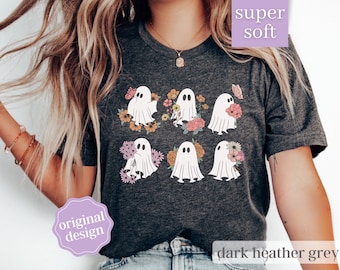 Cute Halloween ghosts Shirt, Halloween Shirt, Floral ghost Halloween Shirt, Cute Ghost Tshirt, Trendy Halloween Shirt, Cute Fall Shirt