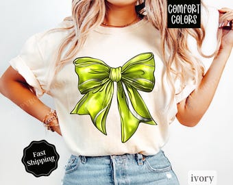 Comfort Colors Tennis Bow Shirt, Tennis Mom Tee, Game Day Shirt, Tennis Team Shirt, Coquette Tennis Bow Shirt