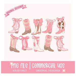 Coquette Cowgirl Boots Png, Cowgirl Png, Boots with Bow Png, Western Png, Pink Bow Aesthetic Png, Coquette Cowgirl Boots, Cowboy Boots Png