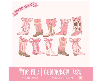 Coquette Cowgirl Boots Png, Cowgirl Png, Boots with Bow Png, Western Png, Pink Bow Aesthetic Png, Coquette Cowgirl Boots, Cowboy Boots Png