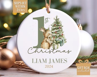 Baby First Christmas Ornament 2024, Personalized First Christmas Ornament, Baby&#39;s 1st Christmas Keepsake, Custom Baby Xmas Ornament 2024