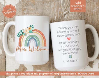 Personalized Teacher Mug, Teacher Coffee Mug, Teacher Gifts, Teacher Travel Mug, Teacher Appreciation Gift, Teacher Coffee Cup with name