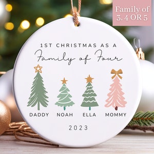 Family of Four Christmas Ornament 2023, Family of 4, Family Ornament, Personalized Baby's First Christmas Ornament, First Christmas Bauble