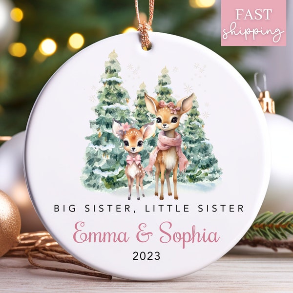 Big Sister Little Sister Christmas Ornament 2023, Personalized Sibling Christmas Ornament, Christmas Bauble 2023, Sisters Christmas Gift