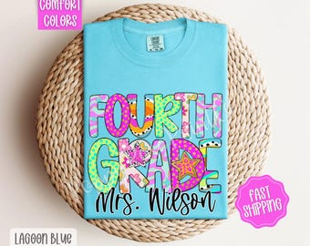 Personalized Fourth Grade Preppy Shirt Comfort Colors, Cute 4th Grade Team Tees, Teacher Appreciation, Teacher Team T-Shirts, Back to School