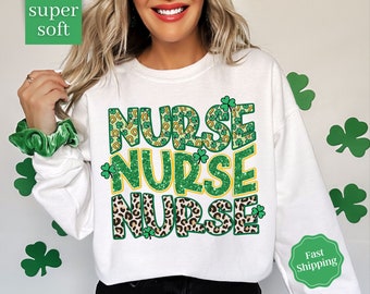 Nurse Shirts St. Patrick's Day Nurse Shirts Nurse St. Patrick's Shirts Shamrock T-Shirt for Women Lucky Nurse Sweatshirt St Paddys Day