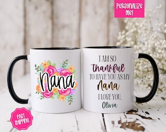 Nana Mug With Grandkids Names, Personalized Nana Floral Mug, Grandkids Names Mug, Custom Grandma Coffee Mug, Mother's Day Gift, Nana Gift