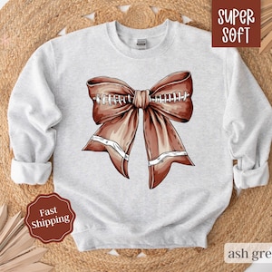 Football Bow Sweatshirt, Coquette Football Sweater, Game Day Football Crewneck, Football Mom Sweatshirt, Football Wife Sweater