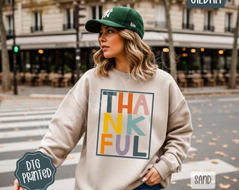 Thankful Sweatshirt, Trendy Thanksgiving Sweatshirt, Cute Fall Crewneck, Fall Shirt, Religious Gift Idea, Retro Fall Season, Autumn Tees