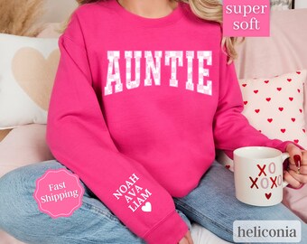 Auntie Sweatshirt with Kids Name, Auntie Shirt, Aunt Sweatshirt, Aunt Shirt For Valentine's Day Auntie Valentines Day Gift, Gift for Aunt