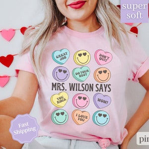 Custom Teacher Valentine Shirt, Candy Heart Shirt, Valentines Day Teacher Shirt, Teacher candy Heart Shirt, Teacher Valentines Gifts