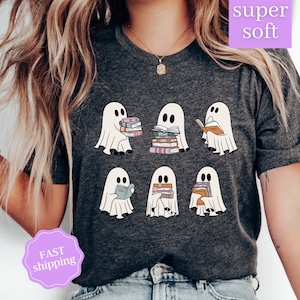 Ghost Reading Shirt, Teacher Halloween Shirt, Librarian Shirt, Book Lover Tshirt, Reading Shirt, Teacher Shirt, Bookish, Booktrovert Shirt