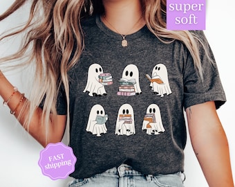 Ghost Reading Shirt, Teacher Halloween Shirt, Librarian Shirt, Book Lover Tshirt, Reading Shirt, Teacher Shirt, Bookish, Booktrovert Shirt