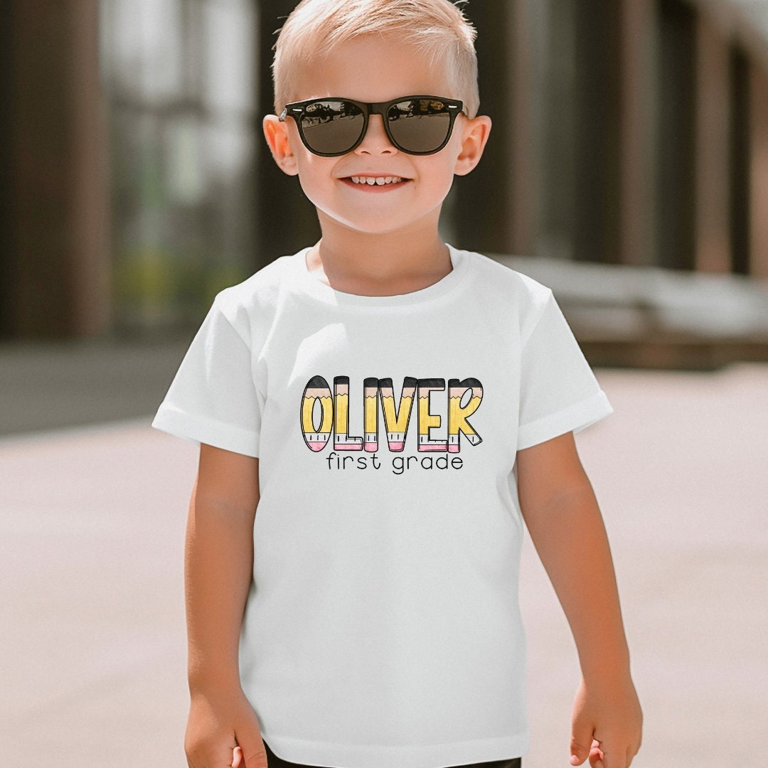 Personalized Back to School Kids Shirt, Boy Back to School Name Shirt, Toddler Tee, Custom Name Pencil Shirt, 1st Day of School Tshirt
