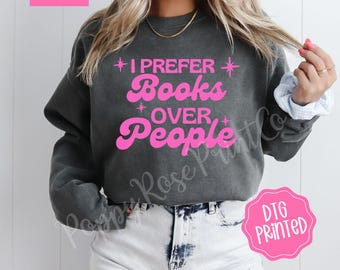 Books Over People Comfort Colors Sweatshirt, Trendy Women's Crewneck, Girly Book Sweater, Reading Sweatshirt, Reader Sweater, Gift for Her