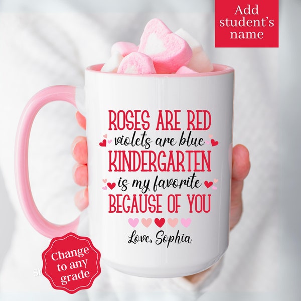 Teacher Valentines Gift, Teacher Valentines Mug, Custom Teacher Mug with name, Teacher Coffee Mug, Teacher Appreciation Gift Personalized