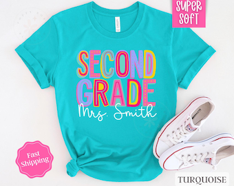 Custom Teacher Name Shirt, Second Grade Teacher, Personalized Teacher Shirt,Teacher Appreciation Gifts,2nd Grade Teacher,Back To School Gift